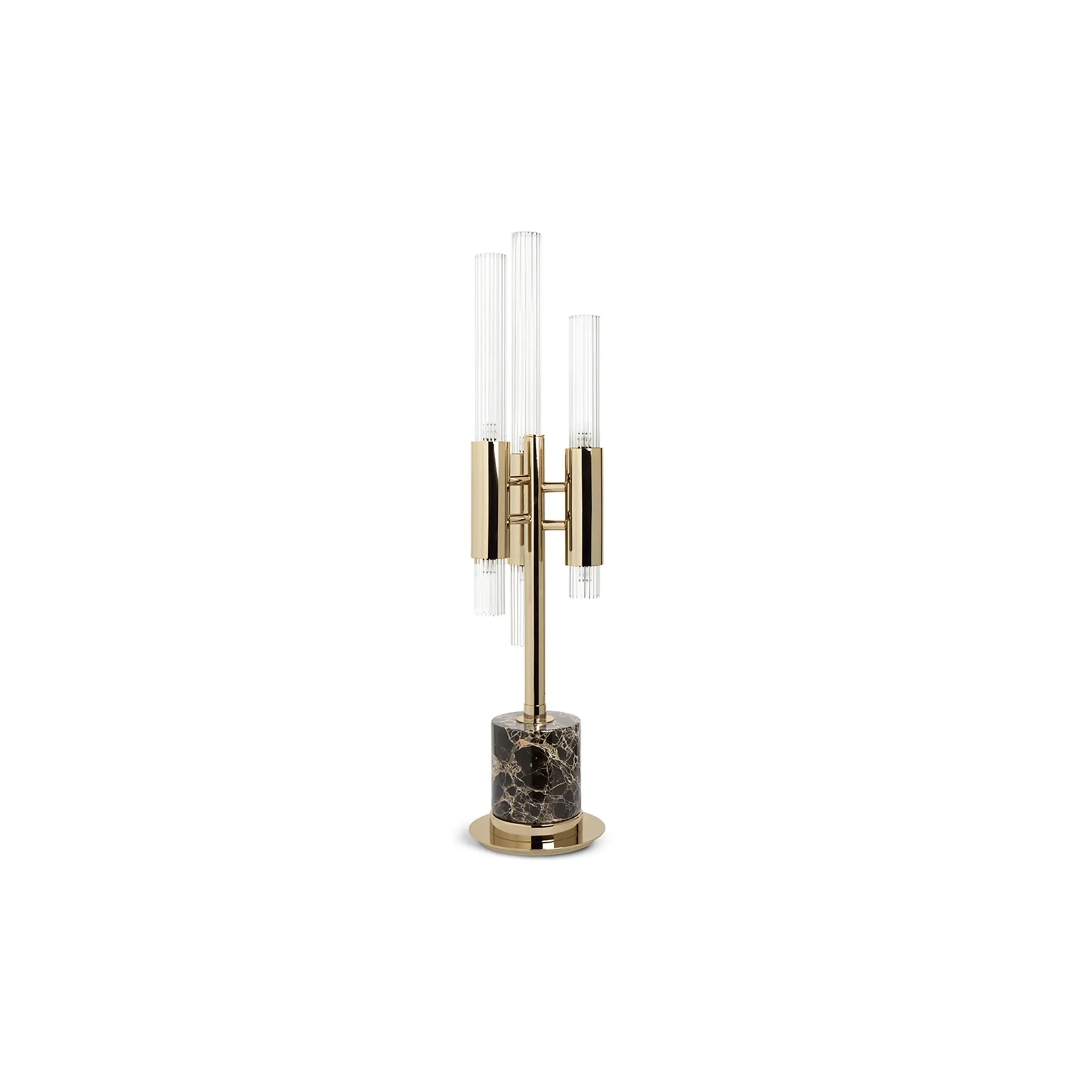 Modern Brass & Marble Table Lamp | Sculptural Glass Lighting