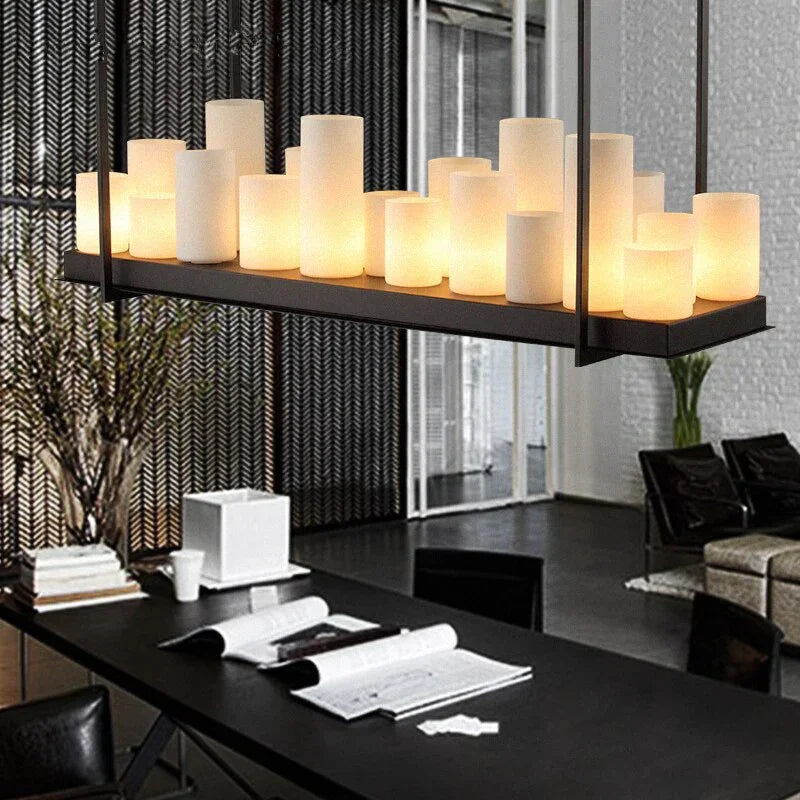 Candle Chandelier | Led Faux-marble Linear Modern Transitional Dining & Kitchen Island Casalolalights Luxury Lamps