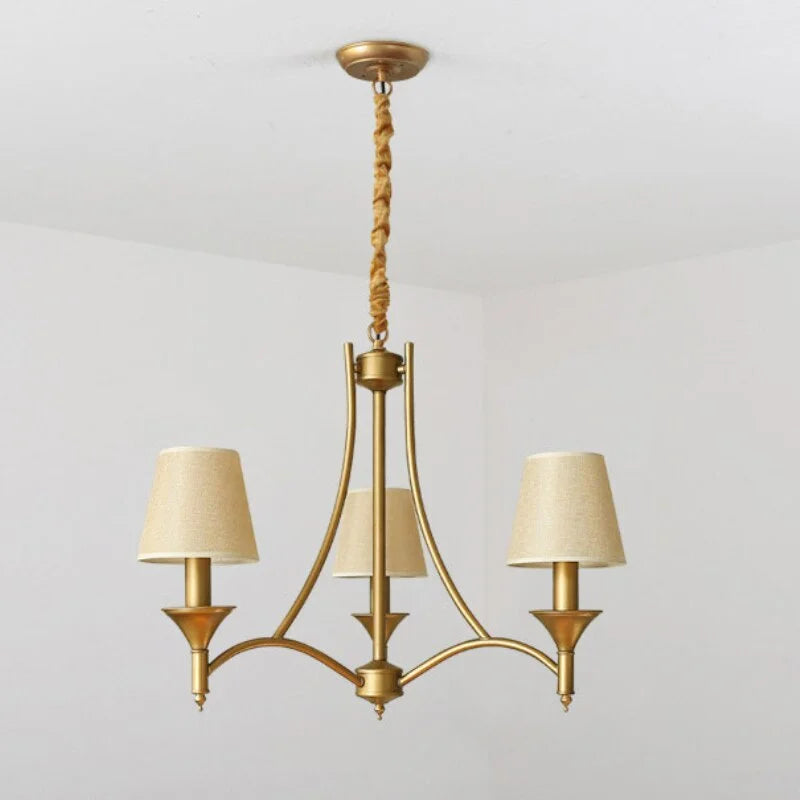 Chandelier with Fabric White Lampshade | Candelabra for Living Room Bedroom | Casalola