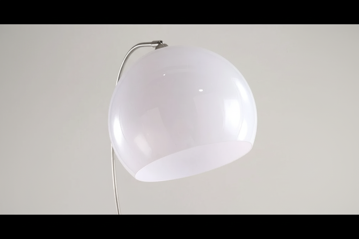 LAMPADA DA TERRA MODERNA AD ARCO IN CROMO CON PARALUME IN VETRO | DESIGN OPO8950