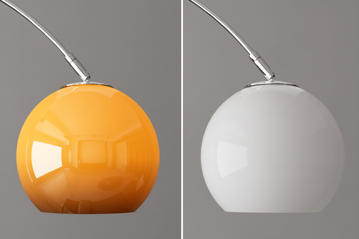 LAMPADA DA TERRA MODERNA AD ARCO IN CROMO CON PARALUME IN VETRO | DESIGN OPO8950