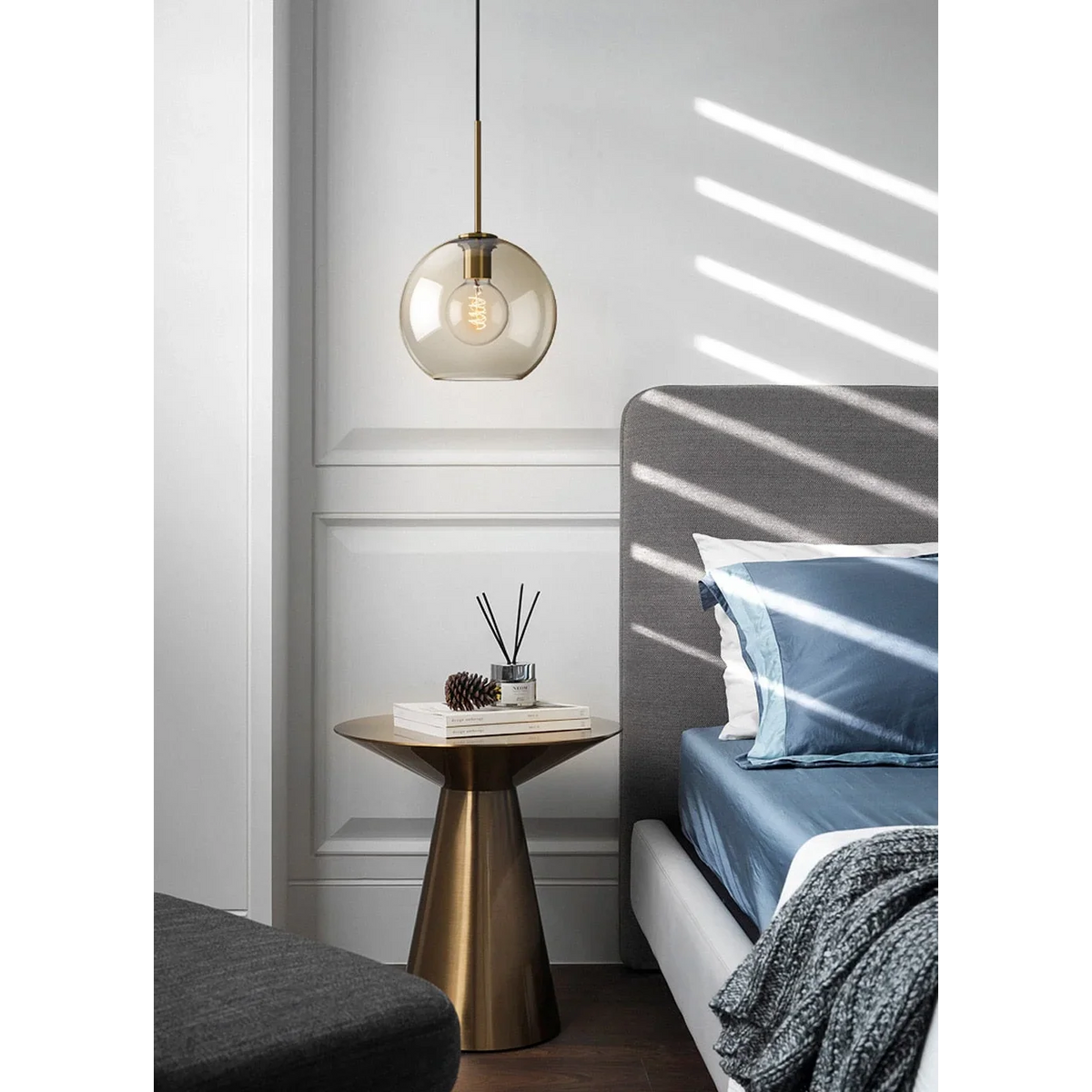 Cognac Glass Pendant Light | Copper-framed Amber Mid-century Modern Dining & Kitchen Casalolalights Luxury Lamps
