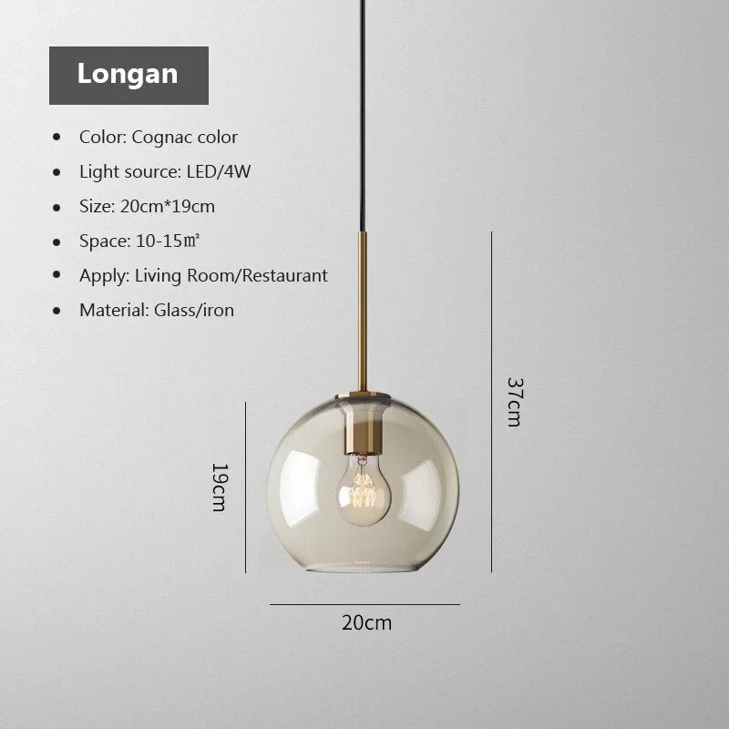 Cognac Glass Pendant Light | Copper-framed Amber Mid-century Modern Dining & Kitchen Casalolalights Luxury Lamps