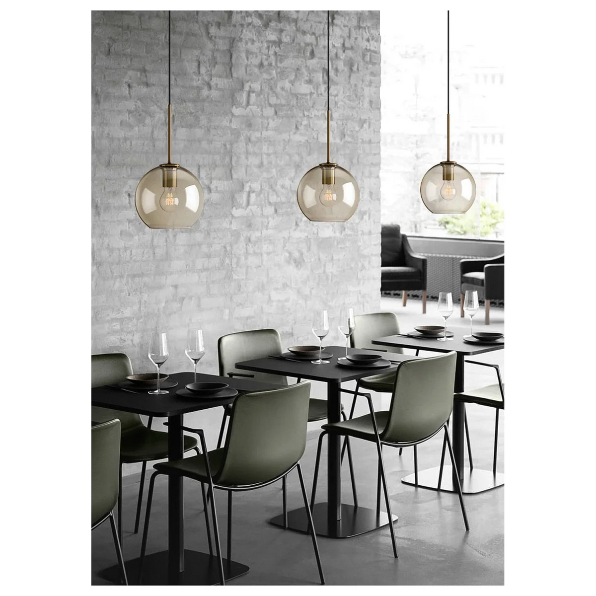 Cognac Glass Pendant Light | Copper-framed Amber Mid-century Modern Dining & Kitchen Casalolalights Luxury Lamps