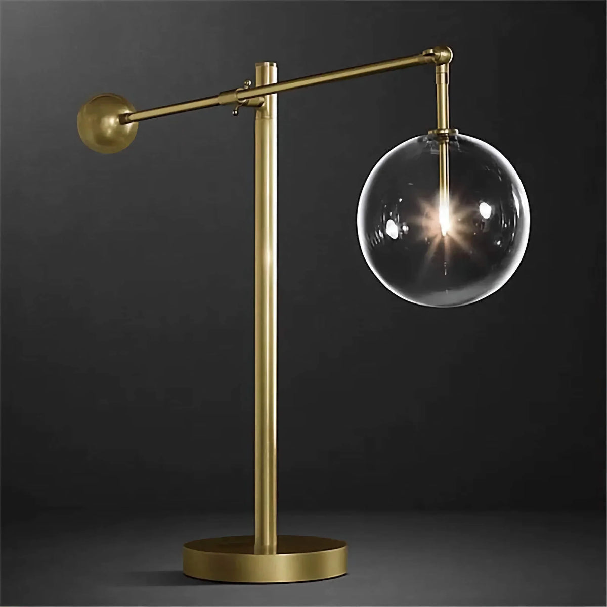 Copper & Glass Globe Table Lamp 86cm | Articulated-arm Modern Industrial Desk Living Casalolalights Luxury Lamps