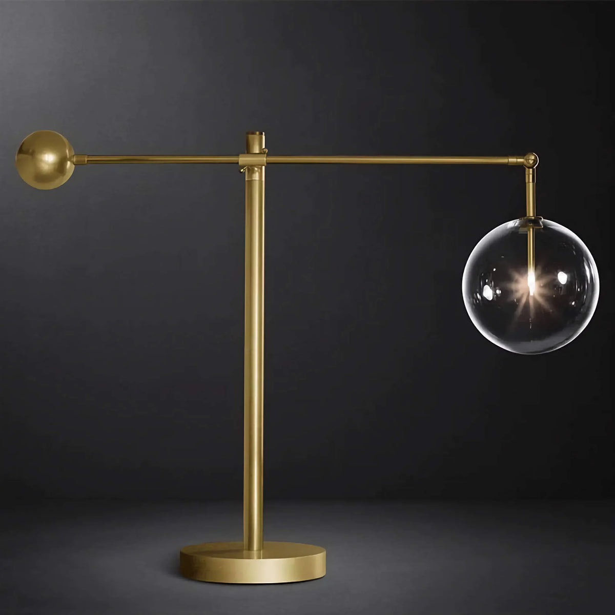 Glass Globe Table Lamp for Office Desk and Living Room | Large Copper Arm Industrial Dimmable Option Casalola Lights