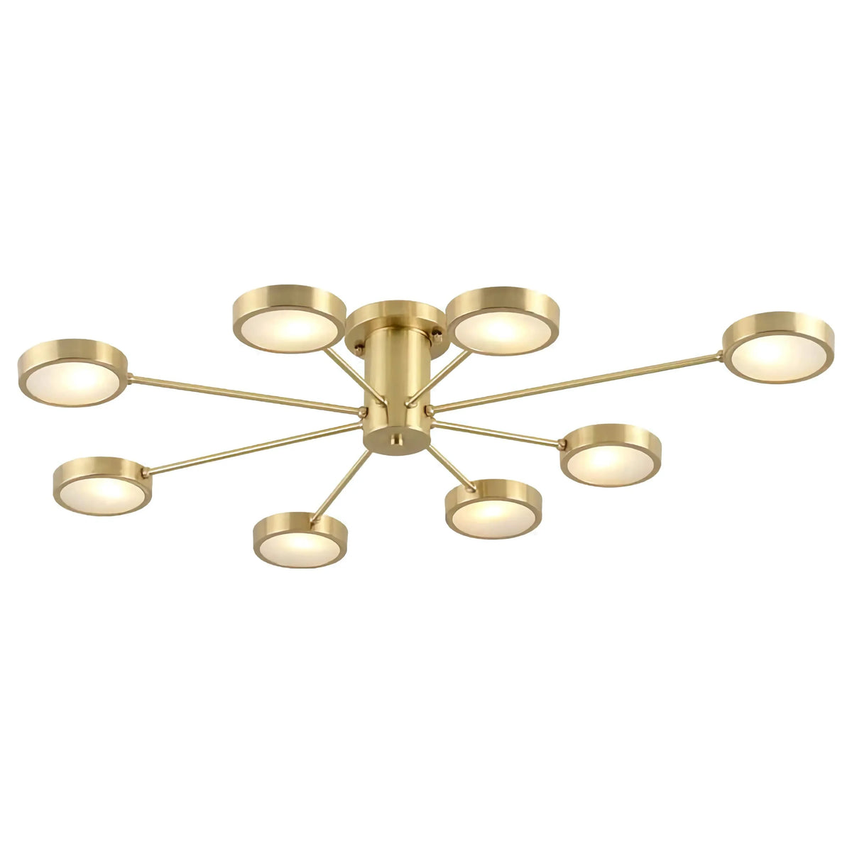Copper Starburst Semi-flush Mount | Radial Frosted-glass Ceiling Light Mid-century Living & Dining Casalolalights