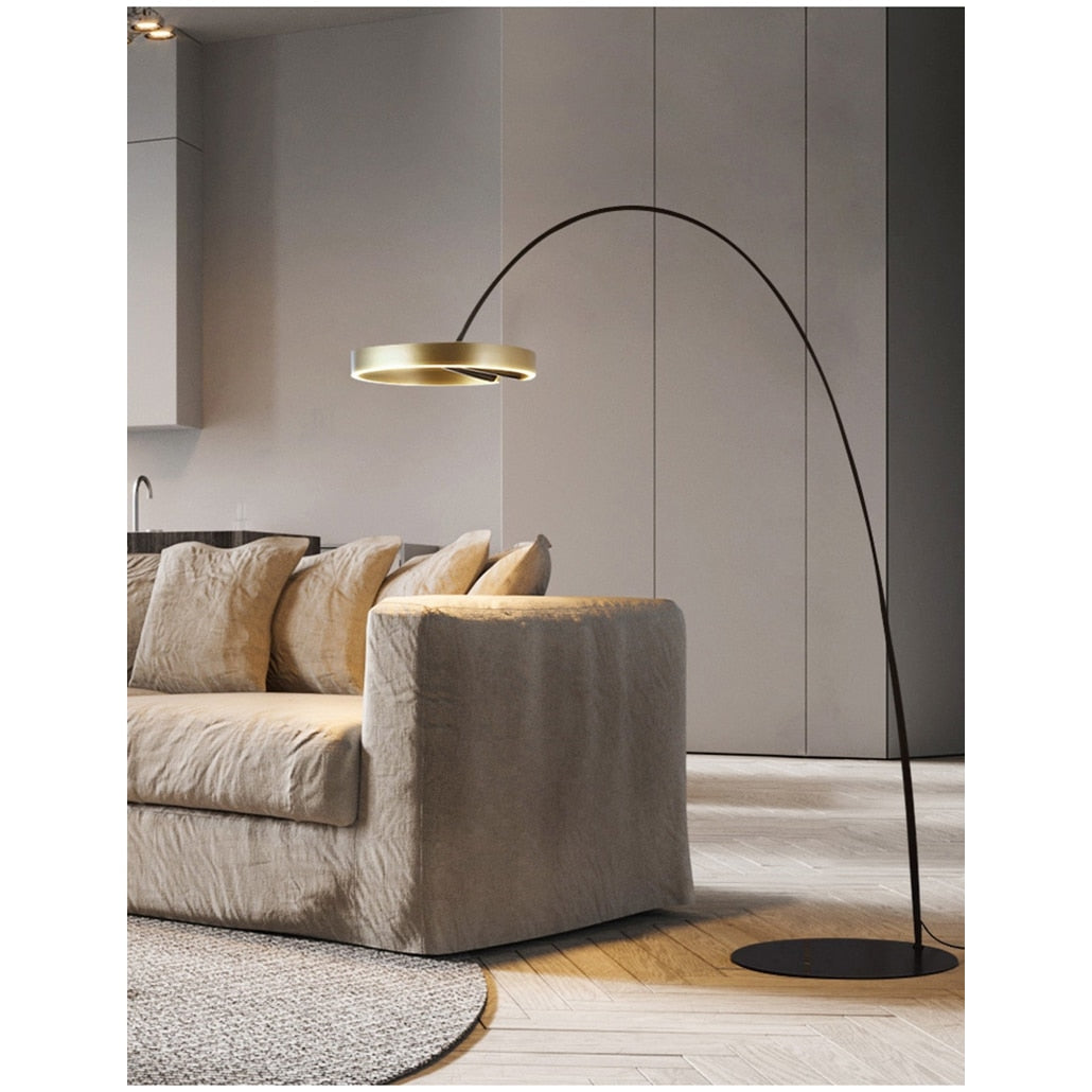 Lampadaire design moderne doré à led foyer
