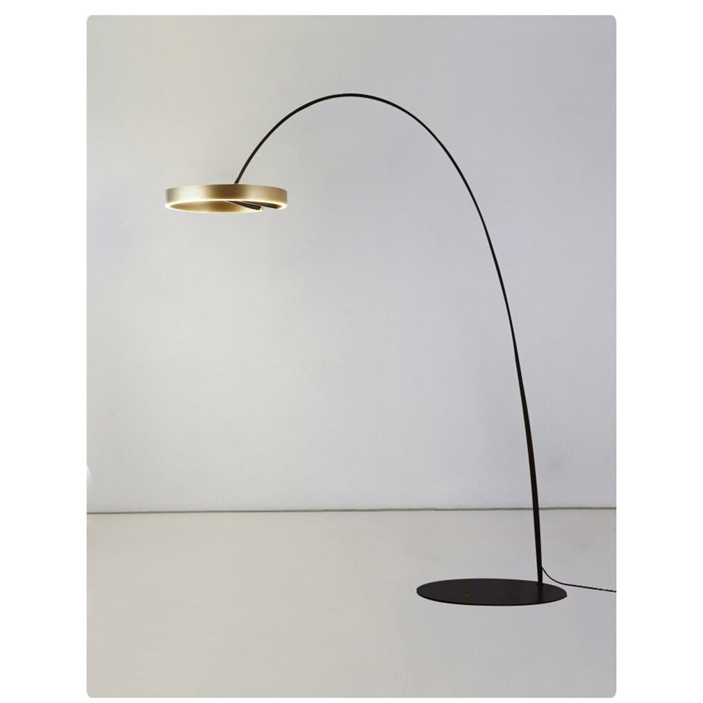 Modern Arc Floor Lamp With Golden Ring Led Lampshade | Metal 200cm Aluminum Shade - Lamps