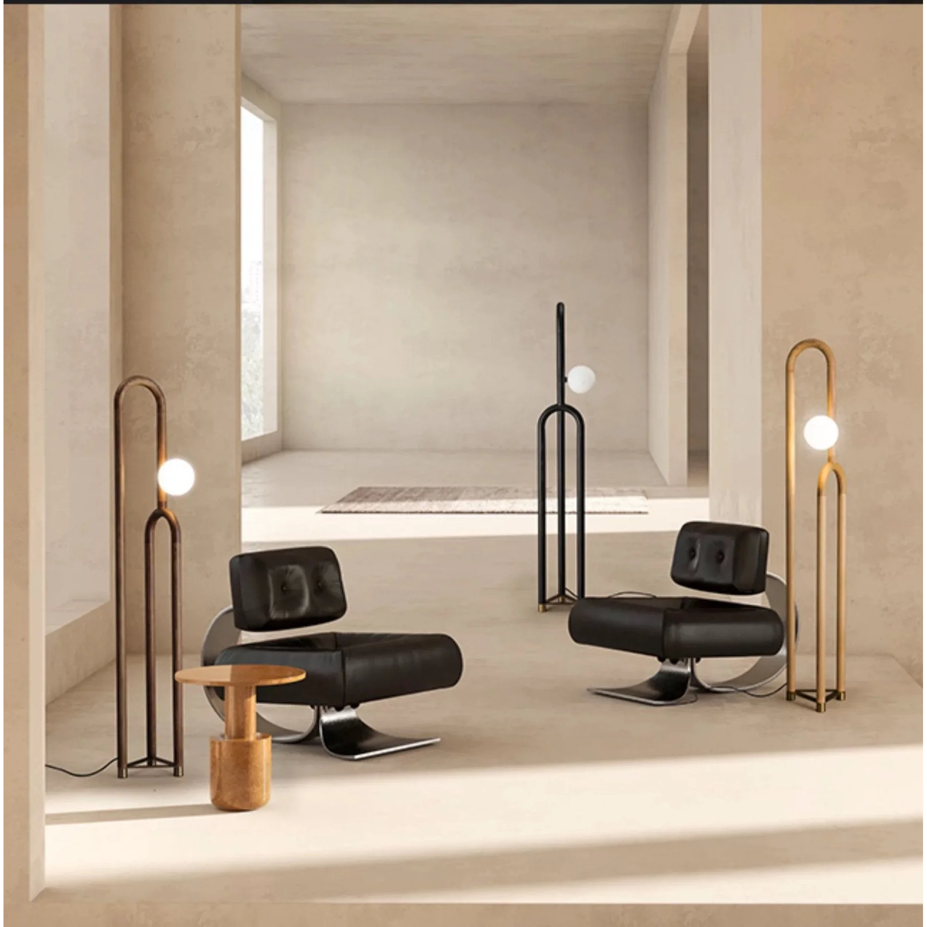 Modern Wood Floor Lamp for Design Living Room in Japandi Contemporary Style