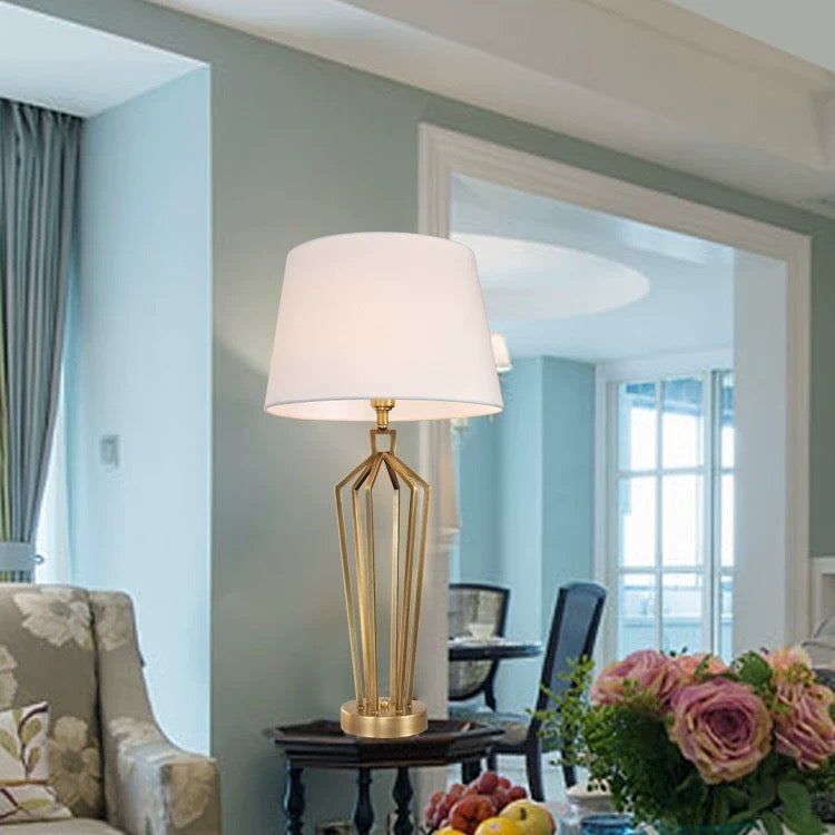 Brushed Brass Geometric Table Lamp | Designer Modern Lighting for Living Room