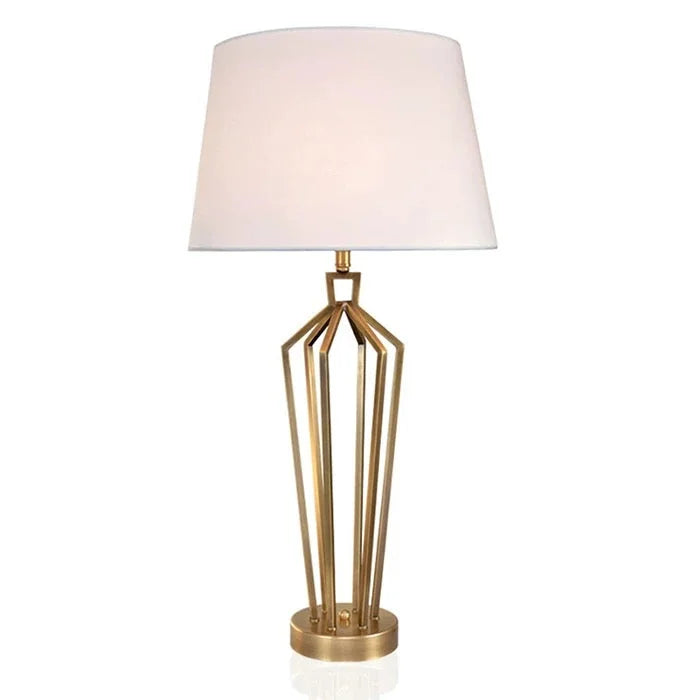 Brushed Brass Geometric Table Lamp | Designer Modern Lighting for Living Room