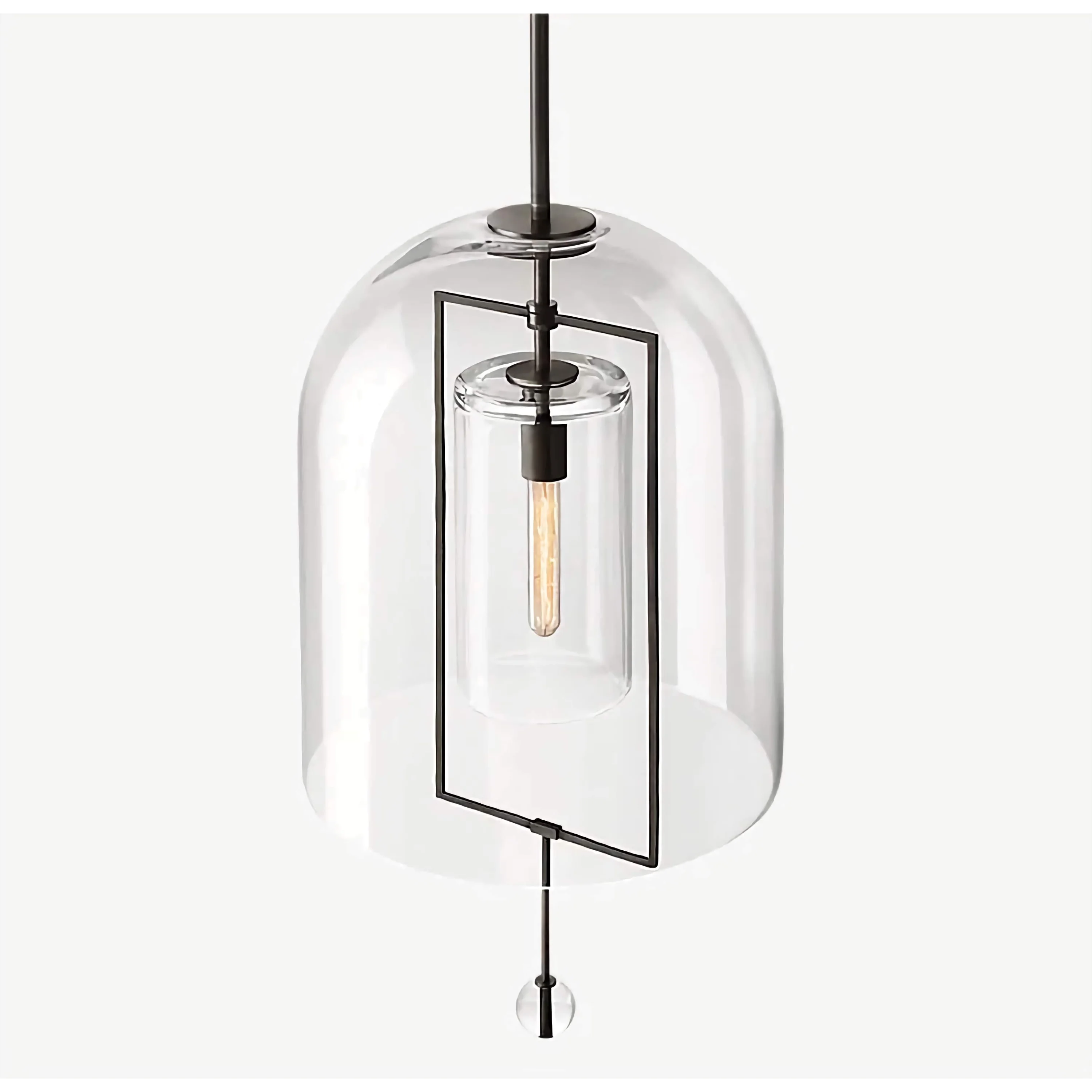 Modern Glass Pendant Light with Copper Accents – Elegant Ceiling Fixture for Kitchen Island or Entryway