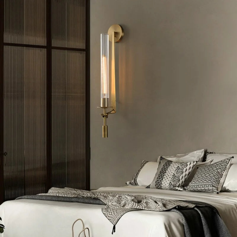 Glass Wall Sconce | Modern Gold Led Light Bedside Hallway Dining Room & Bedroom Casalolalights Luxury Lamps