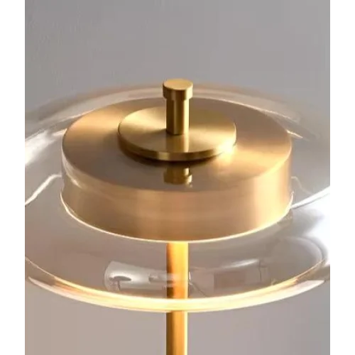 Glass Halo Table Lamp 41cm | Iron & Wood Disc Modern Japandi Bedroom Living Room Casalolalights Luxury Lamps