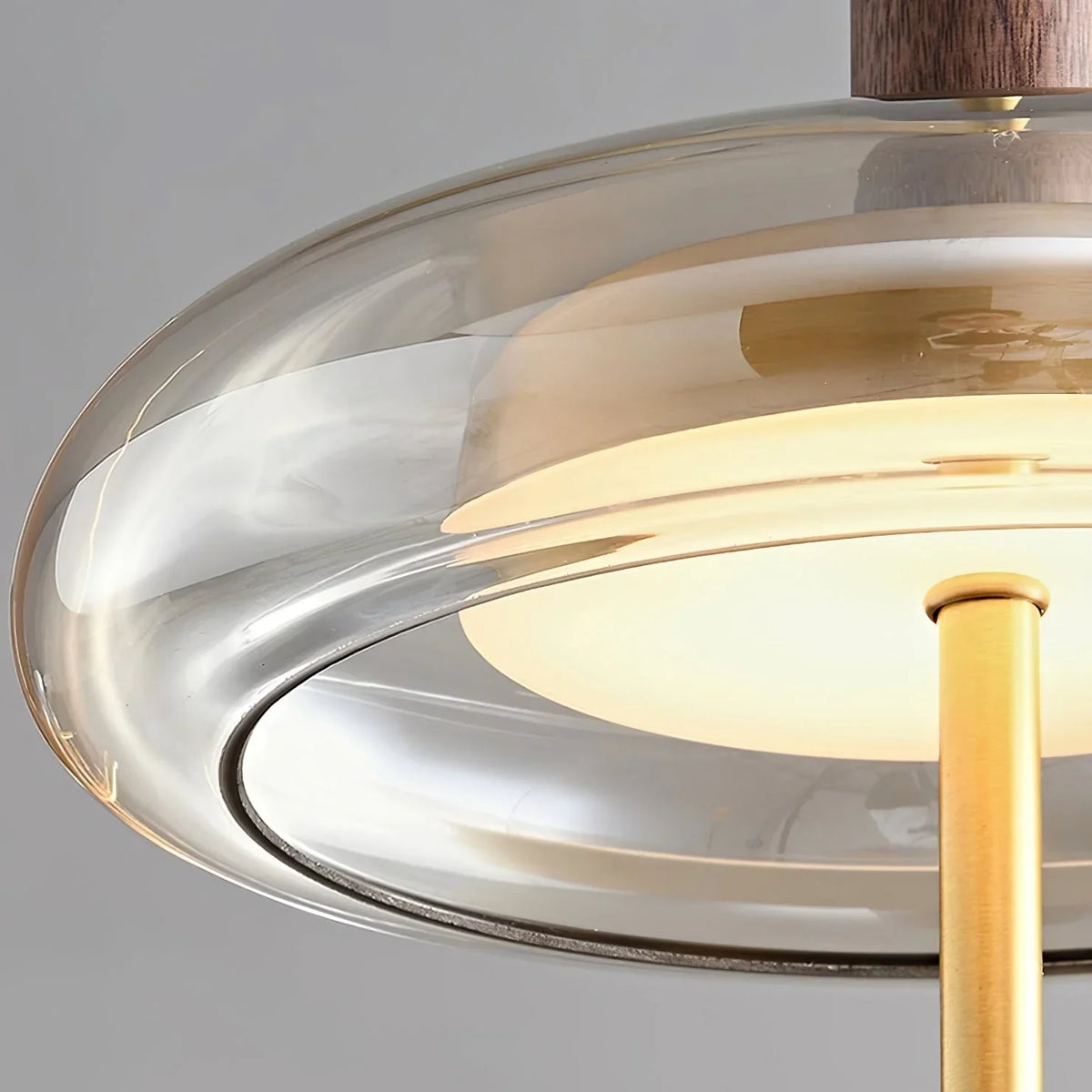 Glass Halo Table Lamp 41cm | Iron & Wood Disc Modern Japandi Bedroom Living Room Casalolalights Luxury Lamps