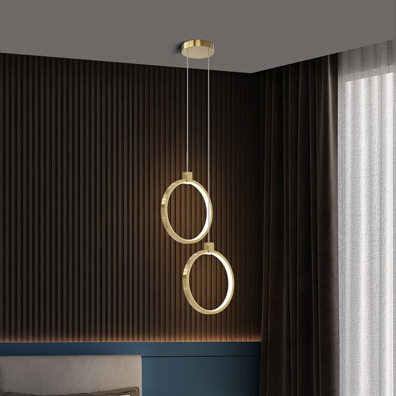Modern Pendant Lighting | Metal Ring Led Gold Ceiling Light Fixtures Casalola - Lamps