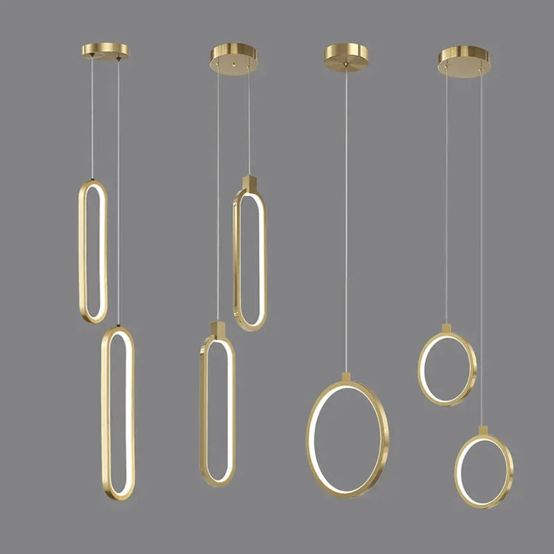 Modern Pendant Lighting | Metal Ring Led Gold Ceiling Light Fixtures Casalola - Lamps