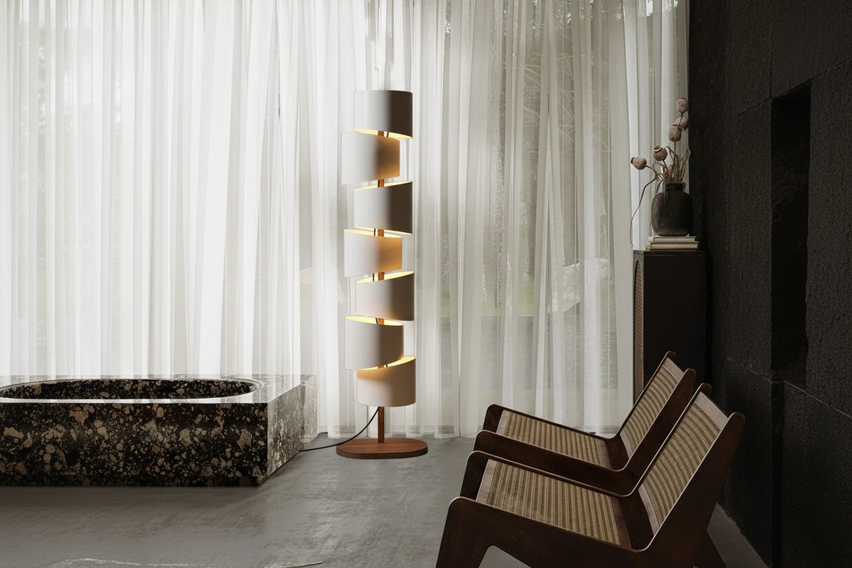 Iron Tower Floor Lamp 175cm | Stacked Geometric Standing Warm Diffused Light Living & Office Casalolalights Luxury
