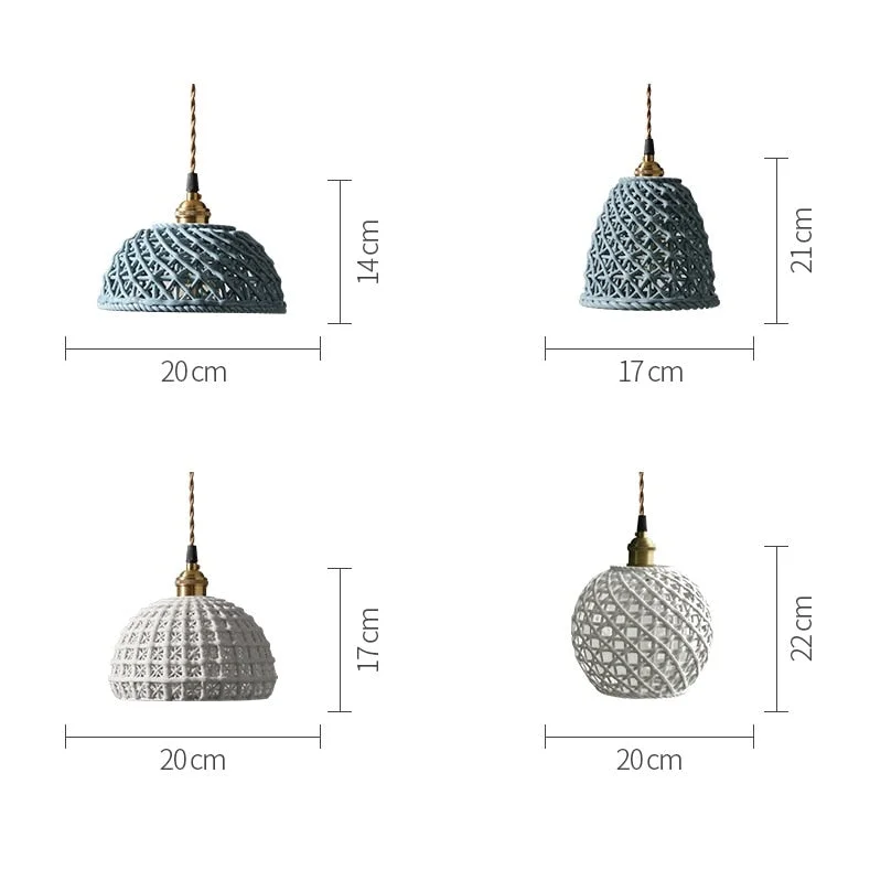 Ceramic Modern Led Pendant Lamp in White Blue or Pink | Luxury Transitional French Country Style