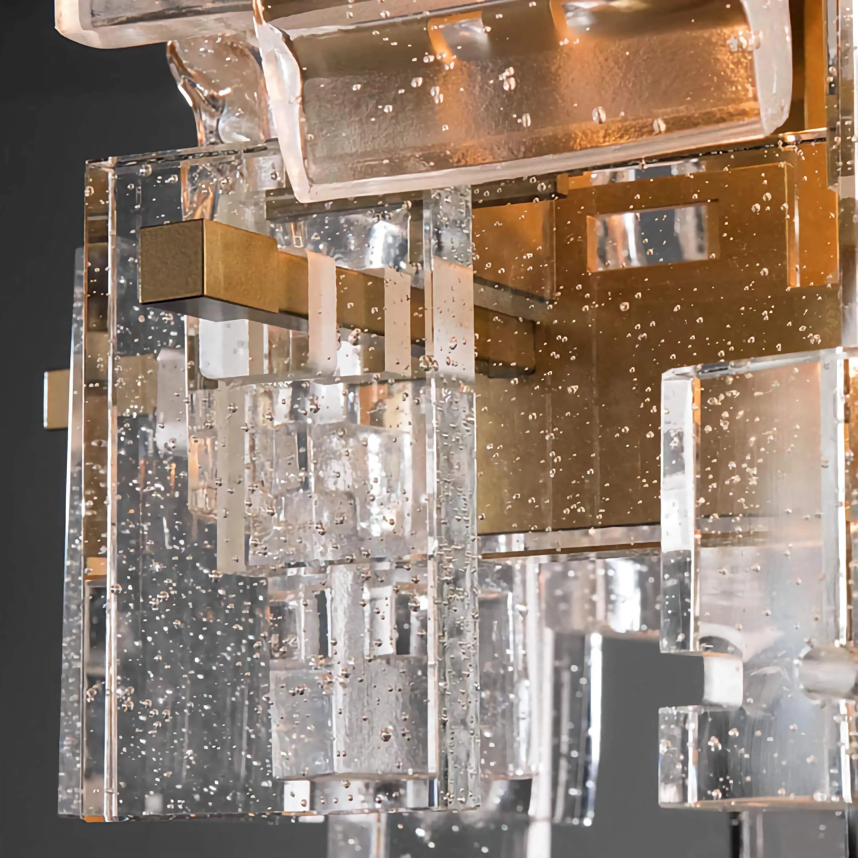 Hand Cut Crystal Linear Chandelier | Modern Rectangular Island Pendant Lighting for Dining Room