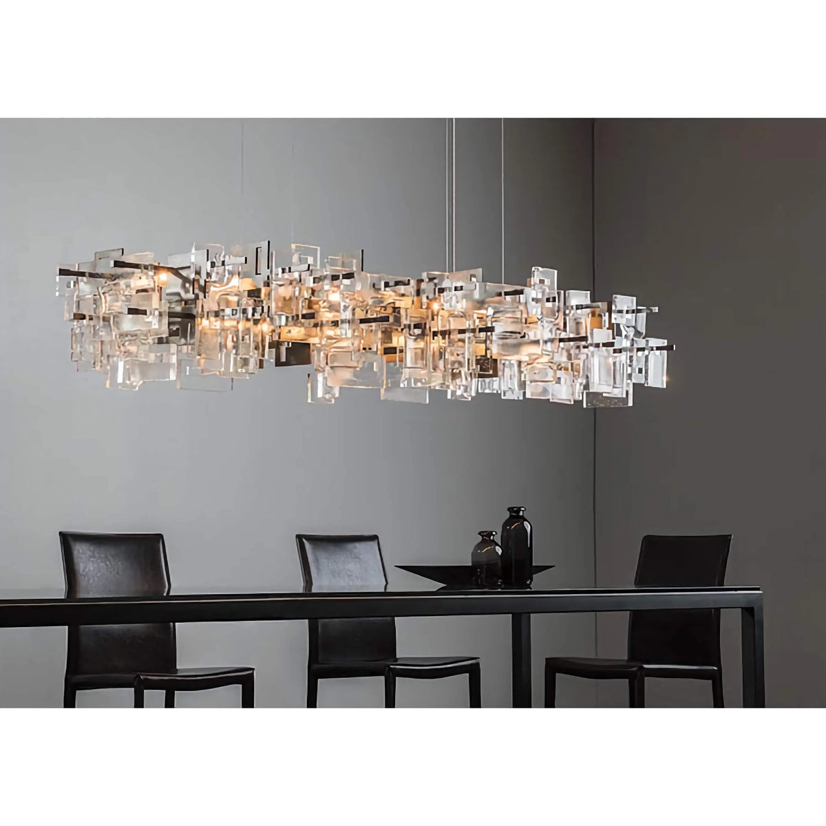 Round Copper & Glass Chandelier | Tiered Prismatic-glass 50-100cm Art Deco Dining Foyer Casalolalights Luxury Lamps