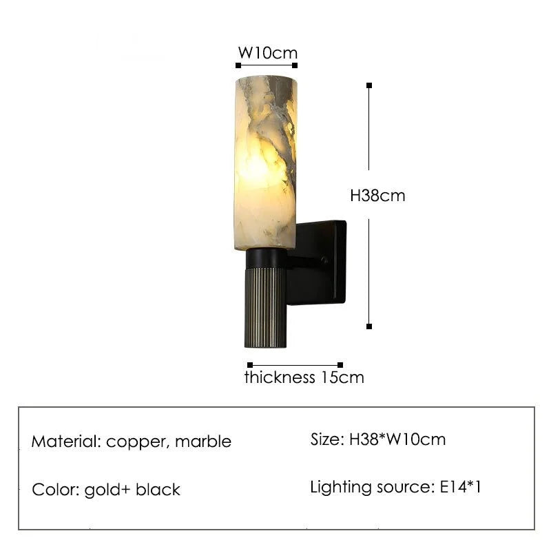 Decorative Wall Sconces Real Marble Copper Base Lights for Living Room Hotel Restaurants