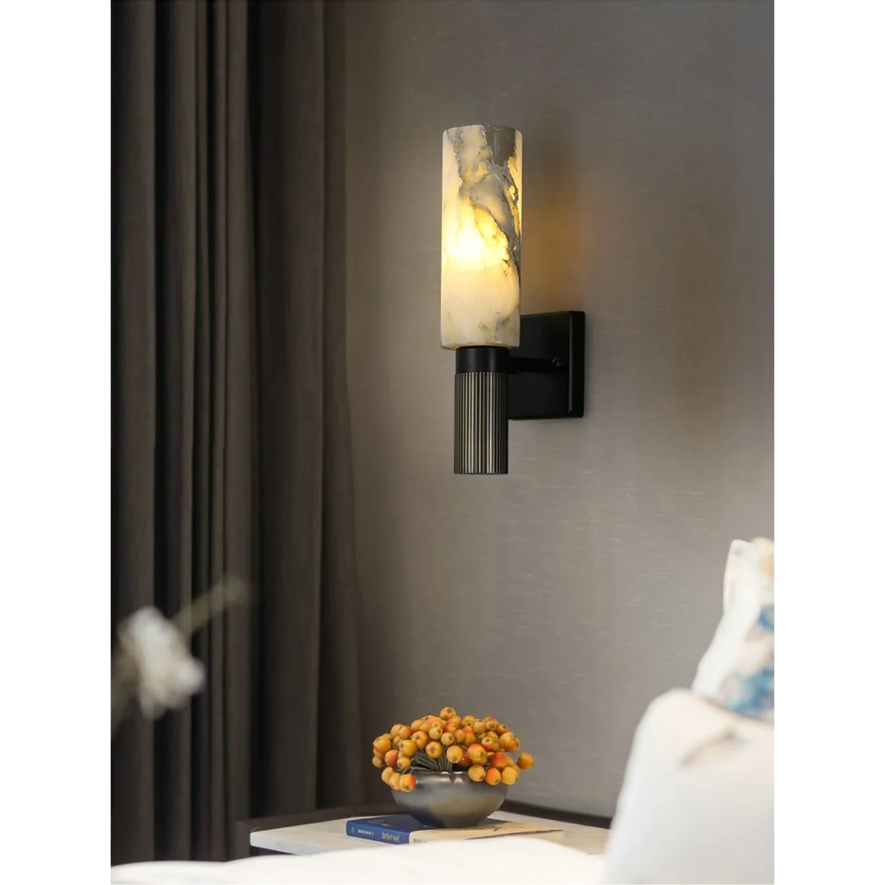 Decorative Wall Sconces Real Marble Copper Base Lights for Living Room Hotel Restaurants
