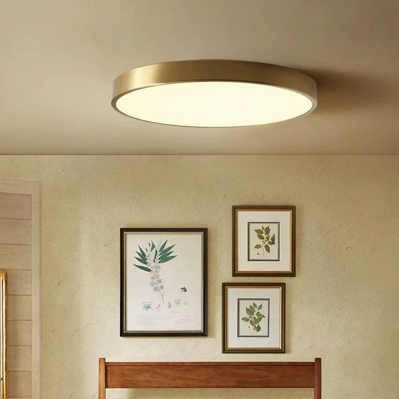Copper Flush Mount Ceiling Light | Low-profile Frosted Modern Minimalist Bedroom & Hallway Casalolalights Luxury Lamps