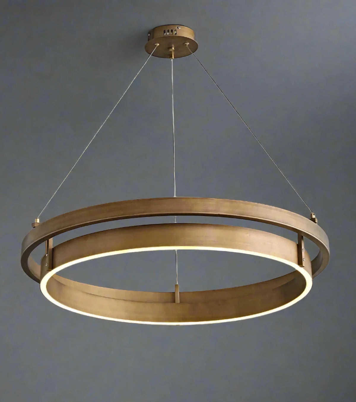 Double-ring Halo Chandelier | Brushed-brass Led Ring Modern Minimalist Foyer & Living Casalolalights Luxury Lamps