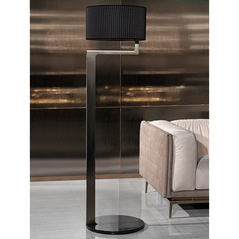 Modern Sculptural Metal Floor Lamp | Architectural Statement Piece | Black