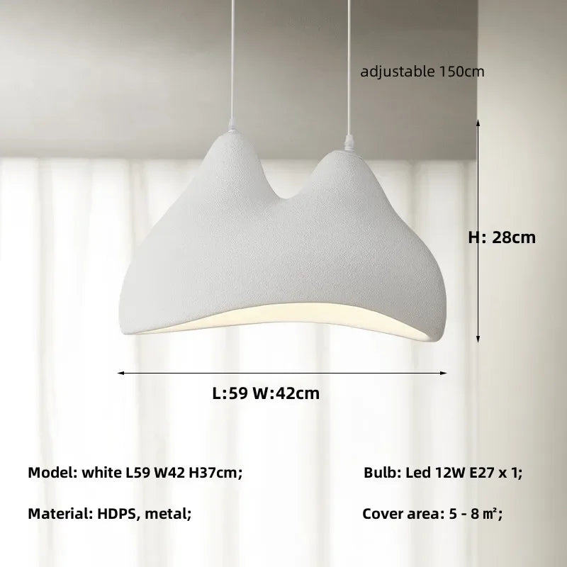 Modern Sculptural Pendant Light – Minimalist White Textured Ceiling Lamp for Dining or Living Room