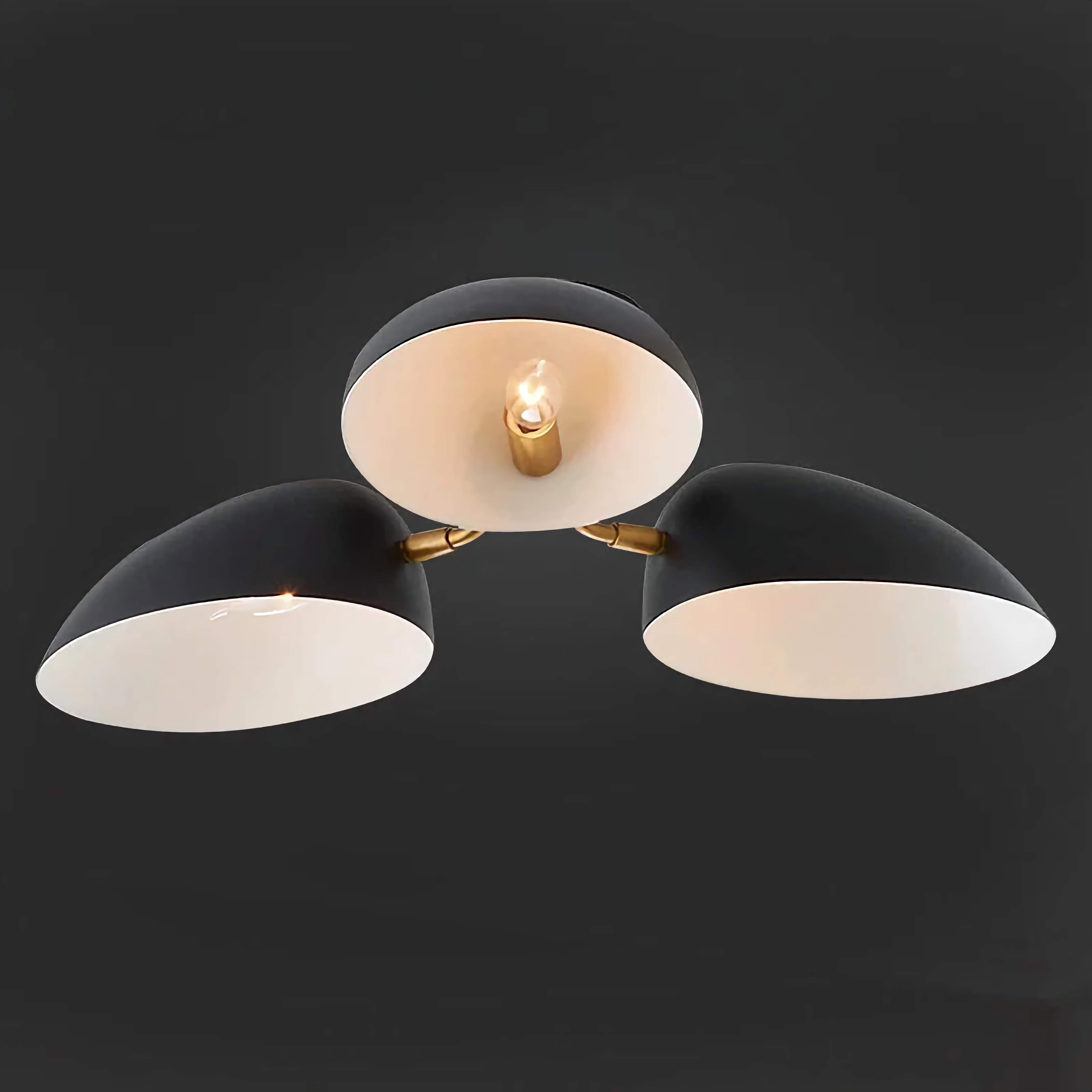 Modern Semi-flush Mount Ceiling Light for Low Ceilings – 3-light Fixture with White Acrylic Shades