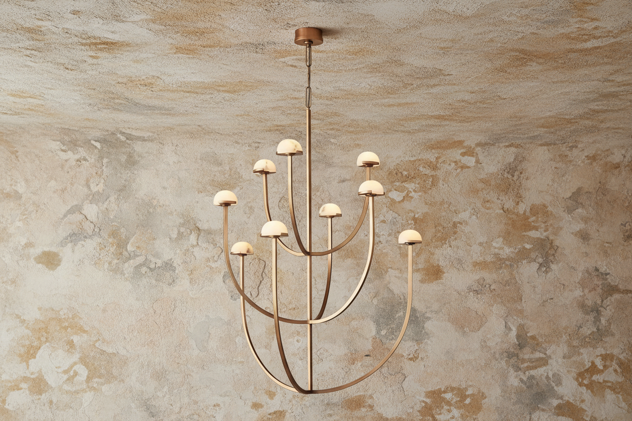 Candeeiro de Teto Moderno em Cobre e Mármore em Camadas | Cl0245p