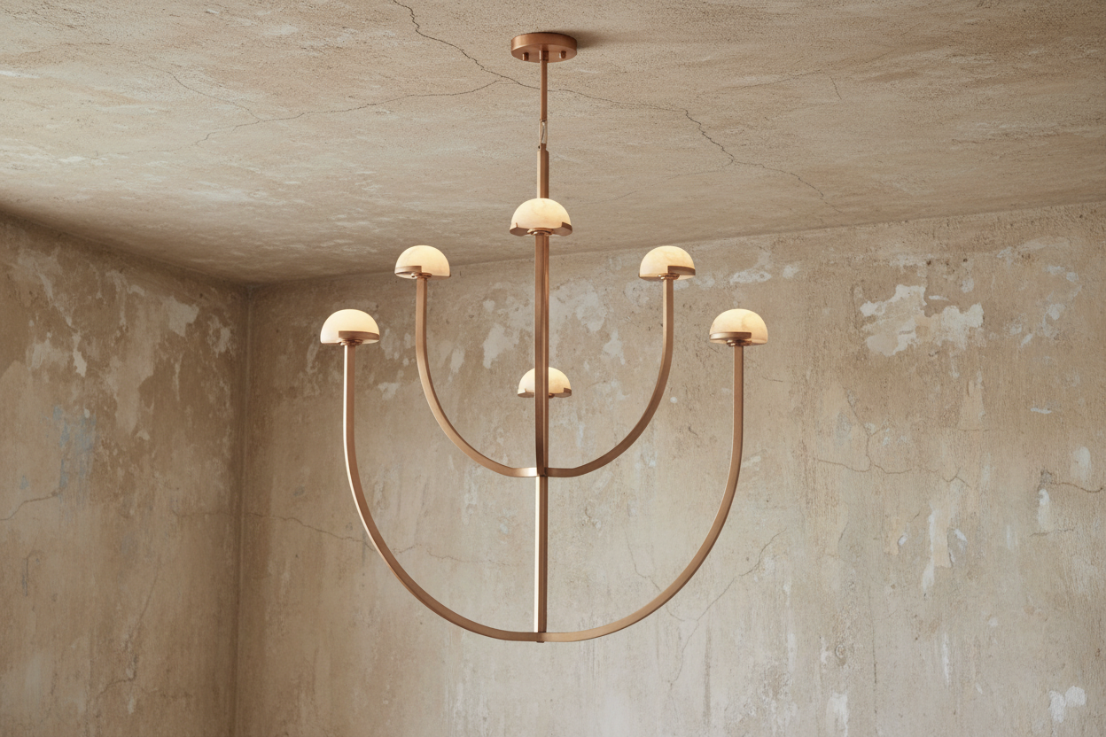 Candeeiro de Teto Moderno em Cobre e Mármore em Camadas | Cl0245p