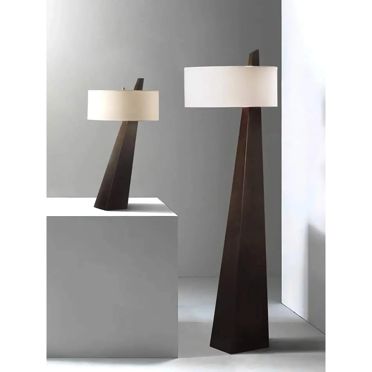 Monolithic Wood Floor Lamp | Hand-sculpted Tapered & Linen 160cm Wabi-sabi Living Room Casalolalights Luxury Lamps