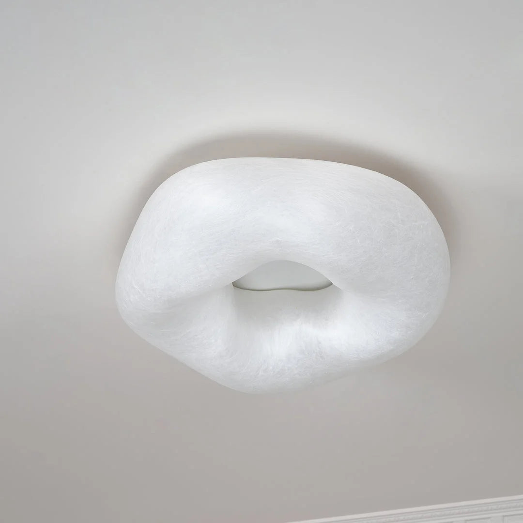 Hand Formed Mulberry Silk Ceiling Light | Organic Flush Mount Glow