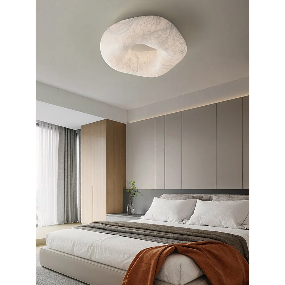 Hand Formed Mulberry Silk Ceiling Light | Organic Flush Mount Glow