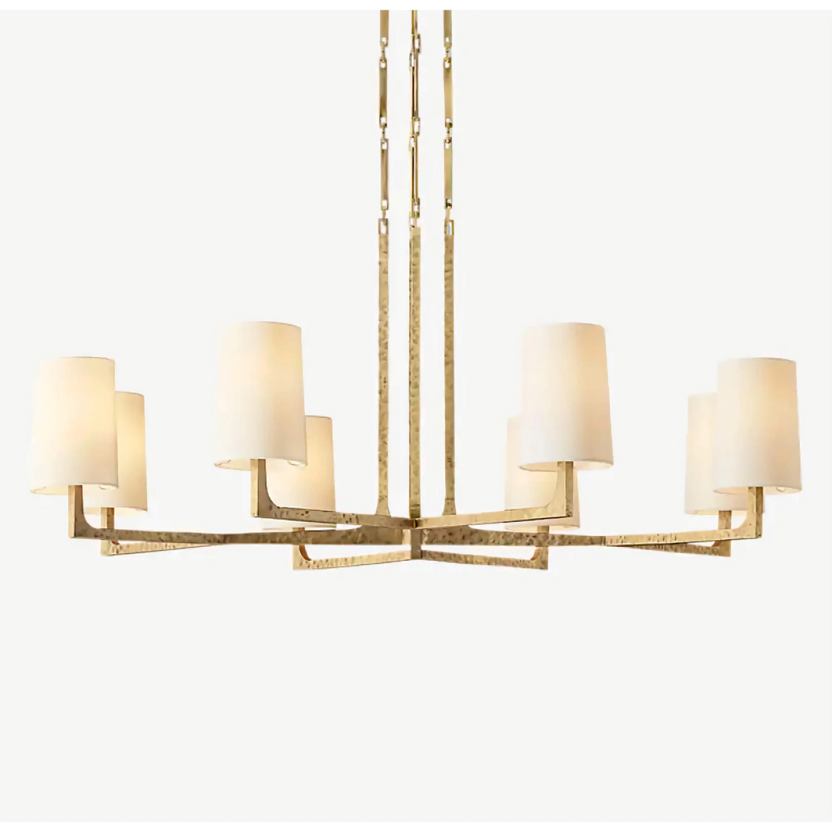 Multi-arm Copper & Linen Chandelier | Starburst Linen-shade Transitional Living Dining Casalolalights Luxury Lamps