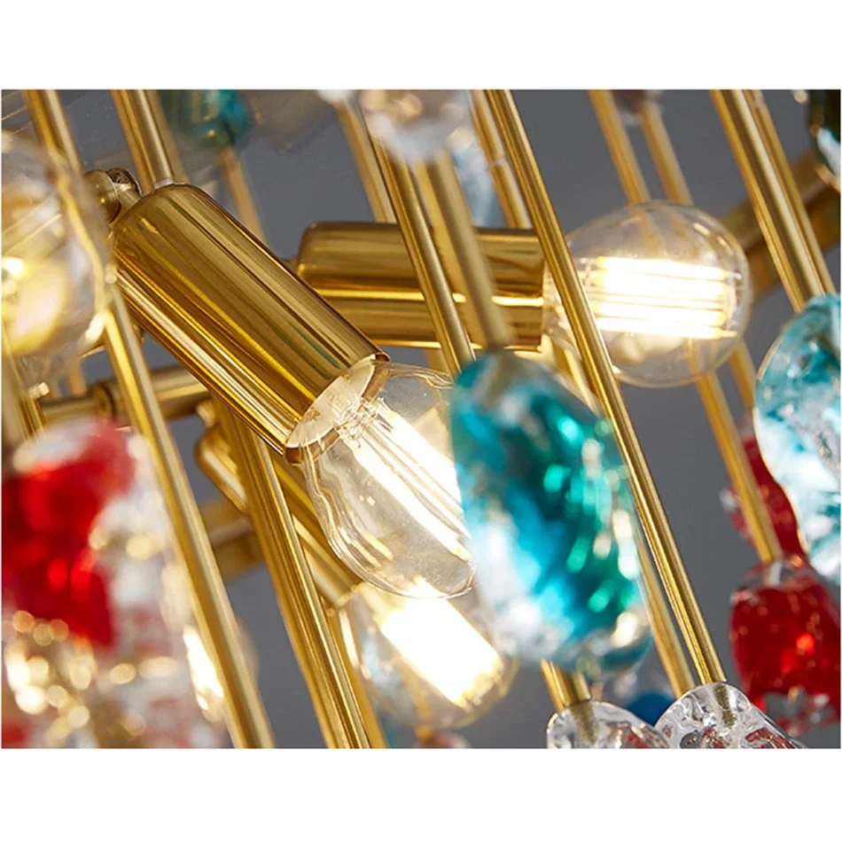 Glass Stone Chandelier 45-80cm | Multicolor or Clear Jewel-tone Gold Light Dining & Living Room Casalolalights Luxury