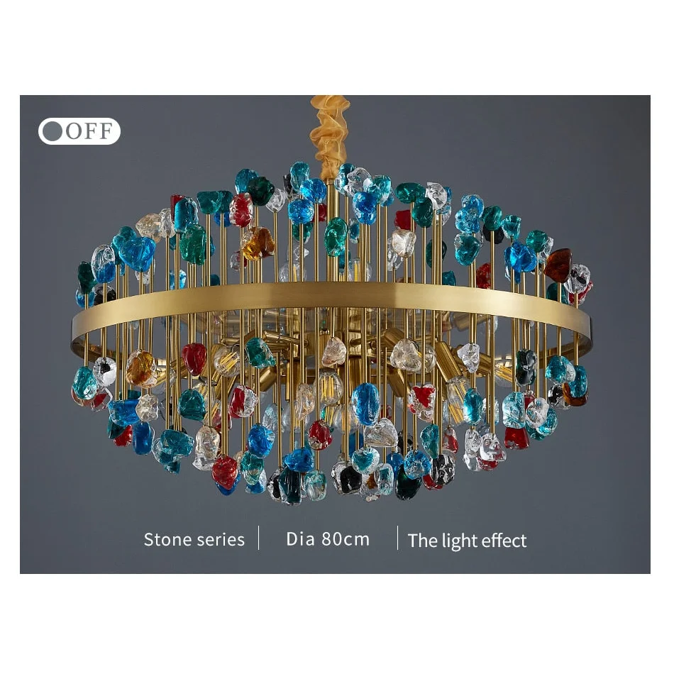 Glass Stone Chandelier 45-80cm | Multicolor or Clear Jewel-tone Gold Light Dining & Living Room Casalolalights Luxury