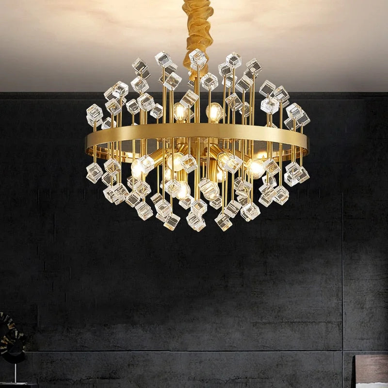 Glass Stone Chandelier 45-80cm | Multicolor or Clear Jewel-tone Gold Light Dining & Living Room Casalolalights Luxury