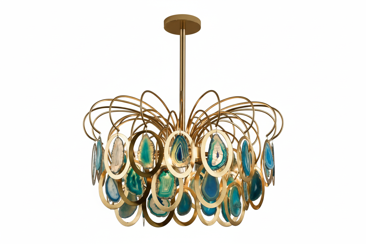 Agate Chandelier 55cm & 85cm | Natural Stone 5 or 8-light Statement Light Dining Room Entry Island Casalolalights
