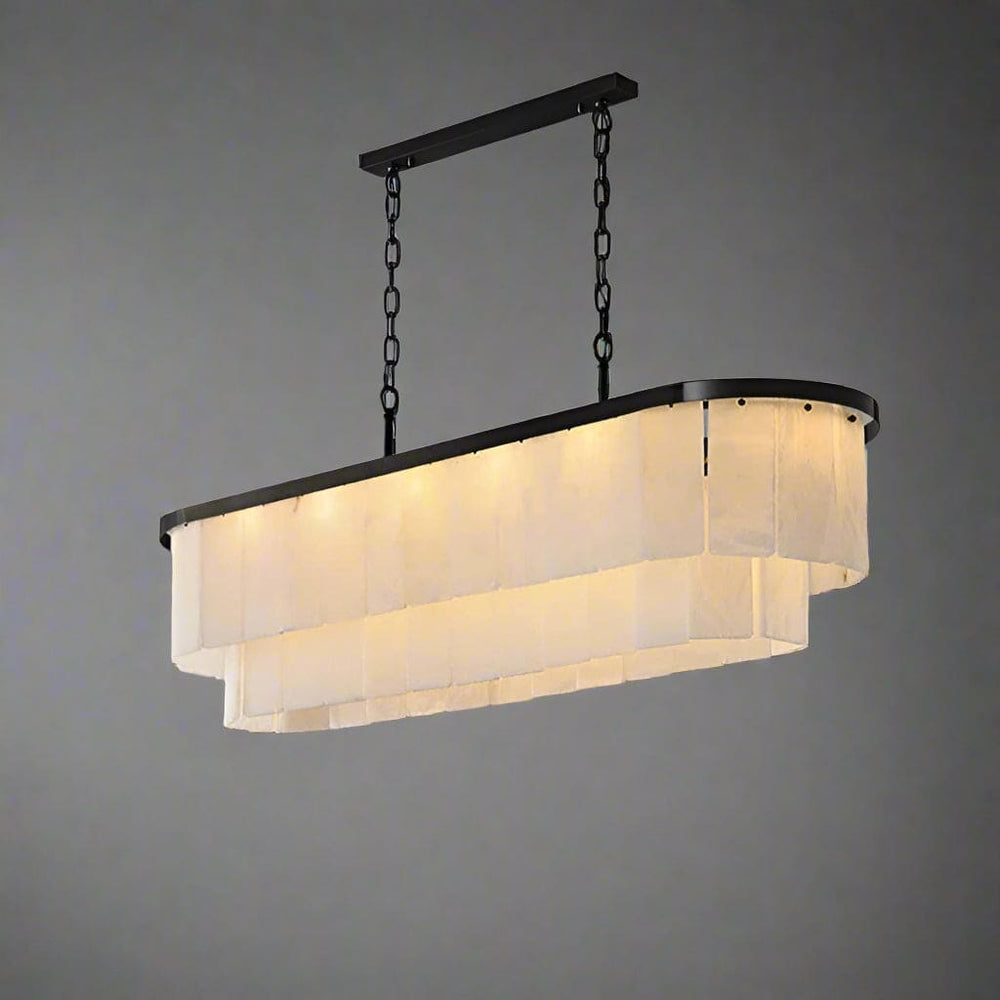 Oval Brass And Alabaster Chandelier for Dining Room | Modern Luxury ...