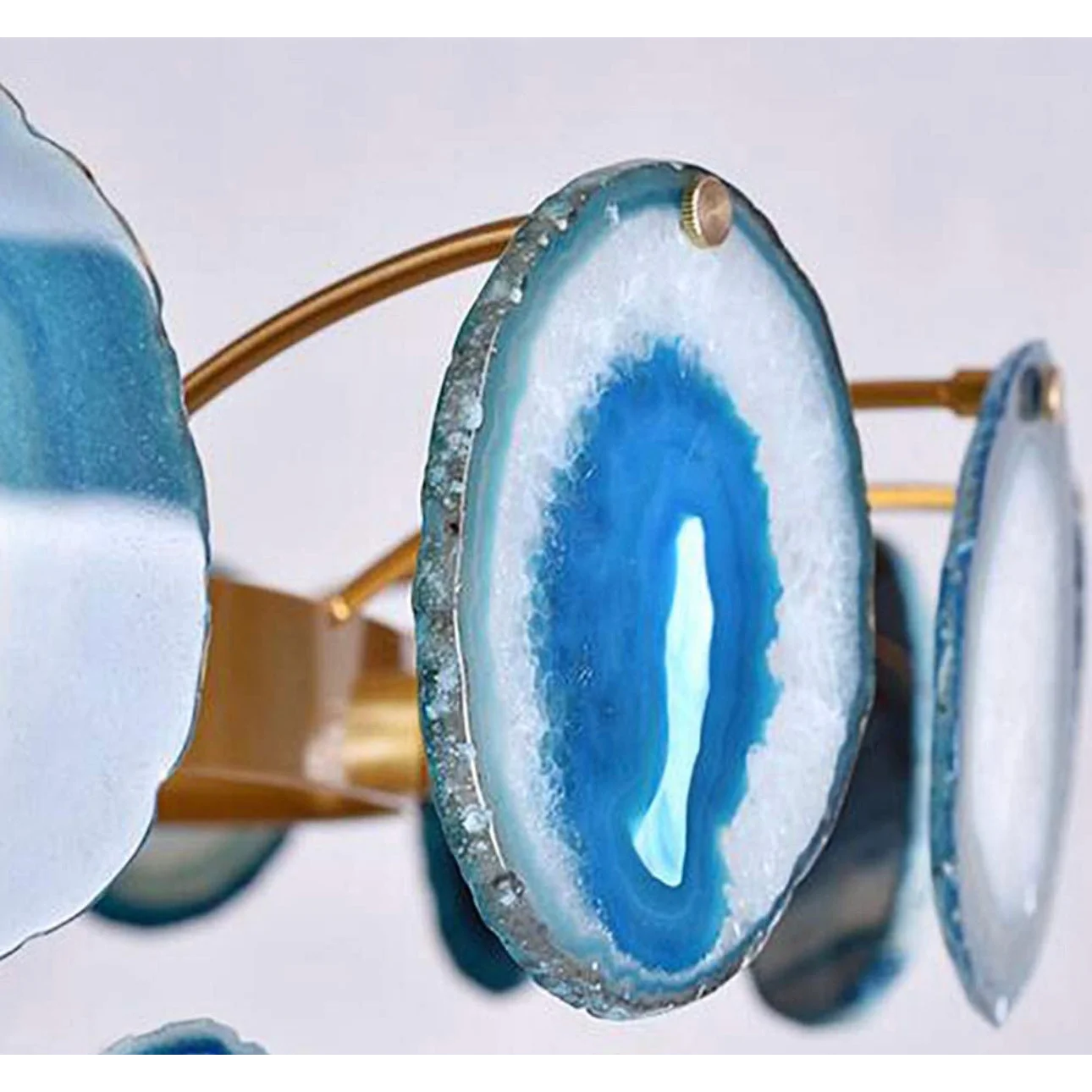 Natural Green Agate Chandelier | Modern Luxury | Semi-flush Mount for Living Room