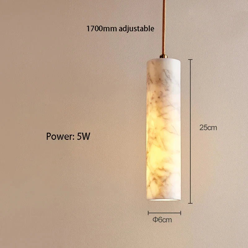 Marble Pendant Light | Slim Natural Stone Hanging Lamp Warm Glow Dining Room Kitchen Island & Hallway Casalolalights