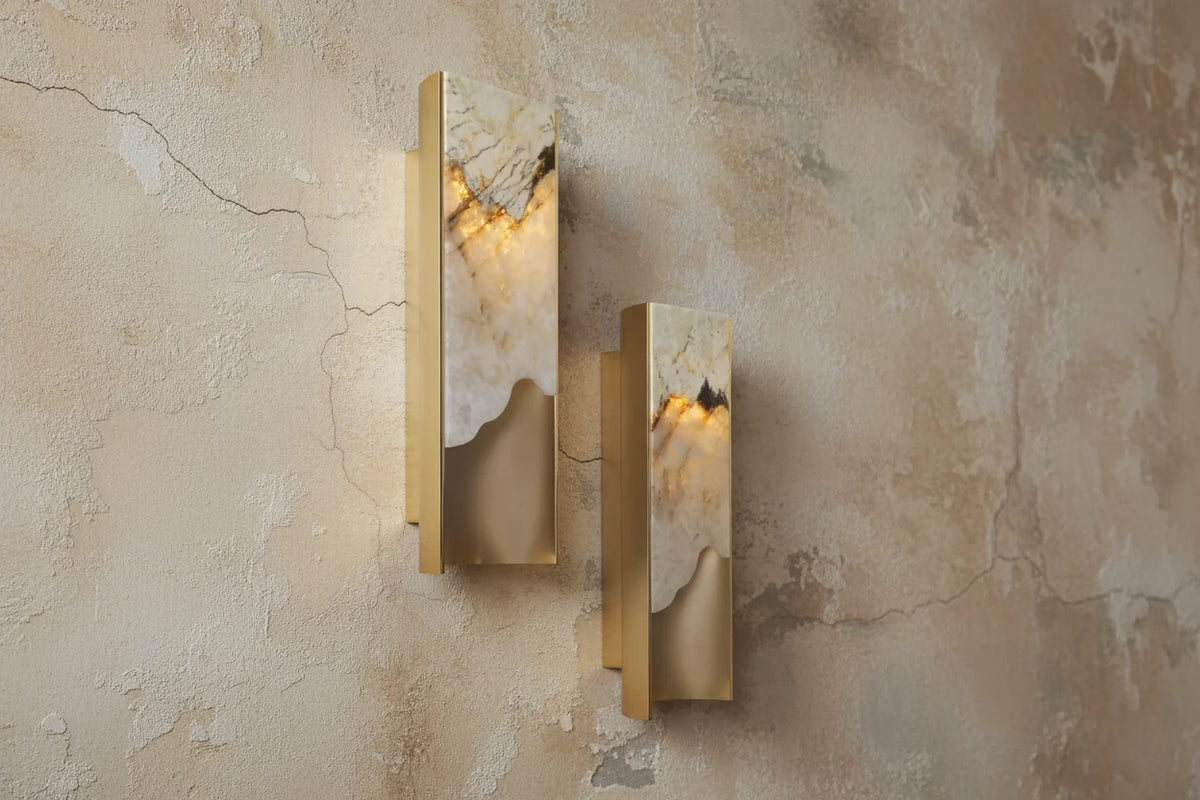 Natural Onyx Stone Wall Sconce | Veined & Brass 40-90cm Modern Hallway Living Room Casalolalights Luxury Lamps