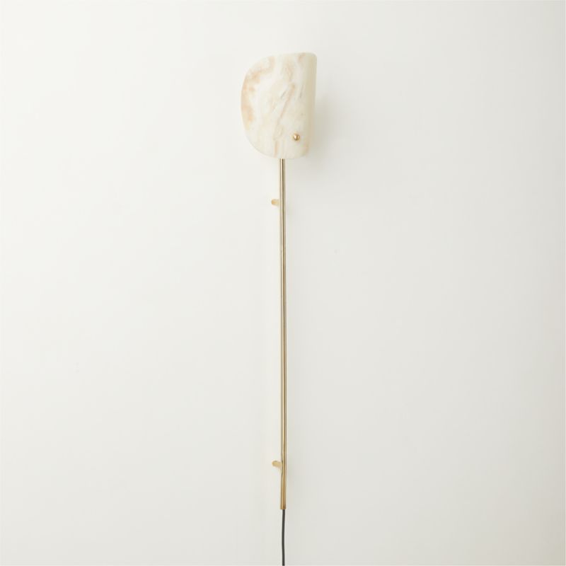 Long Jade Wall Lamp – 76 Cm Brass Rail Light with Natural Stone Shade for Bedroom or Reading Corner