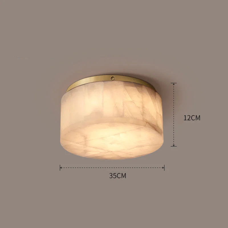 Round Natural Marble Flush Mount | Modern Ceiling Light for Bedroom Living Room Hallway | Lighting for Low