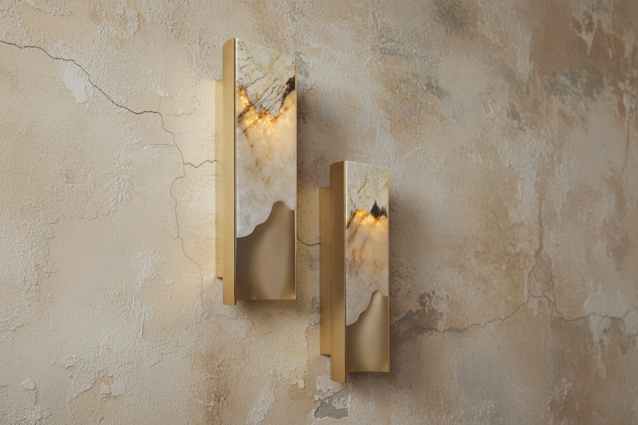 Natural Stone Wall Sconce – High-end Onyx & Brass Lighting - Polaris Casalolalights Luxury Lamps for Interior Designers